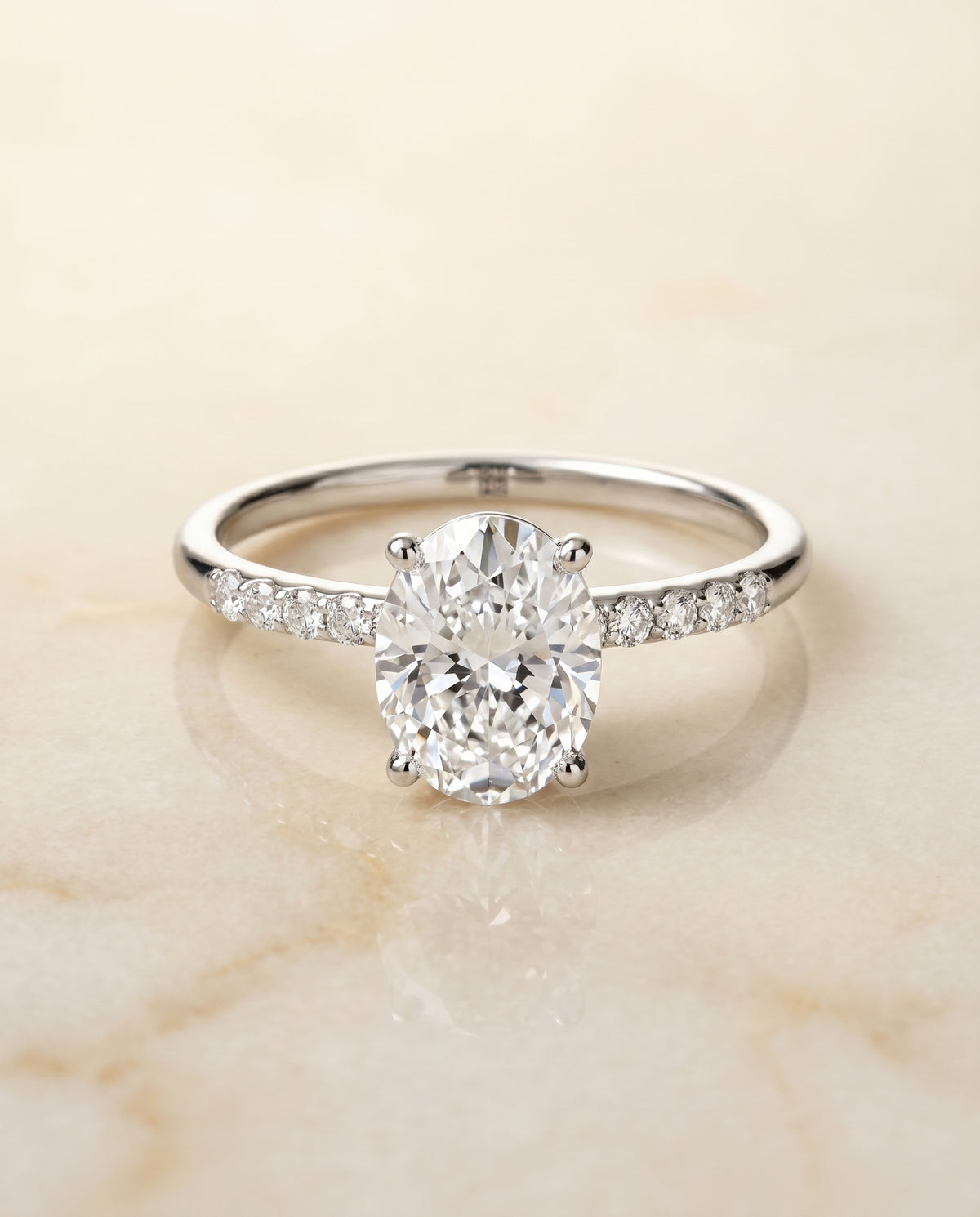 The Cherie oval engagement ring setting in 18K White Gold | RockHer