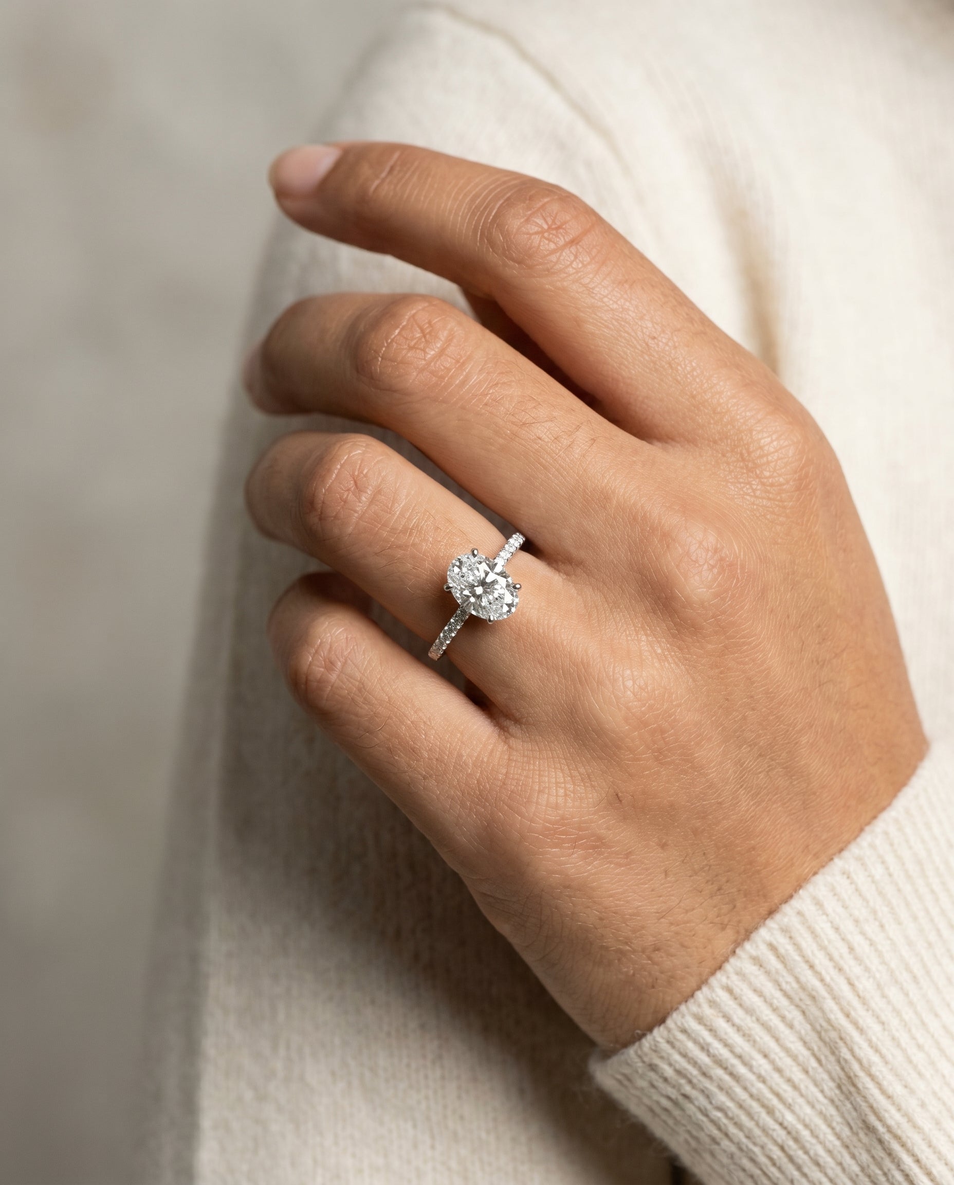 The Cherie setting for oval diamonds, made to order in Platinum | RockHer