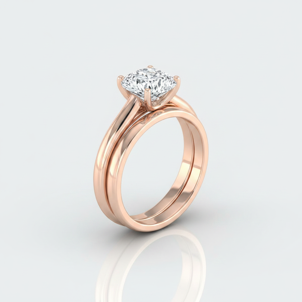 The Quinn Matching Wedding Band, Cushion in 14K Rose Gold
