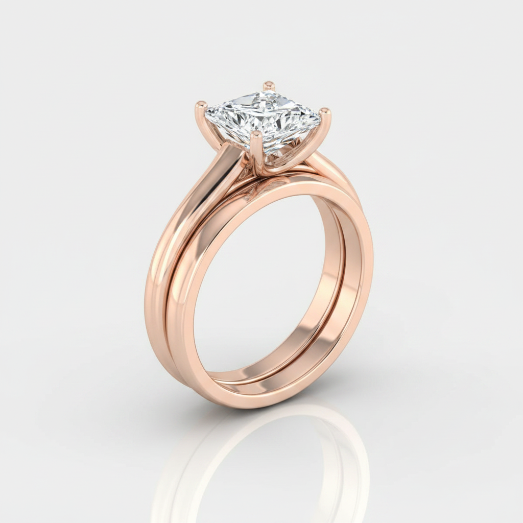 The Quinn Matching Wedding Band, Princess in 14K Rose Gold