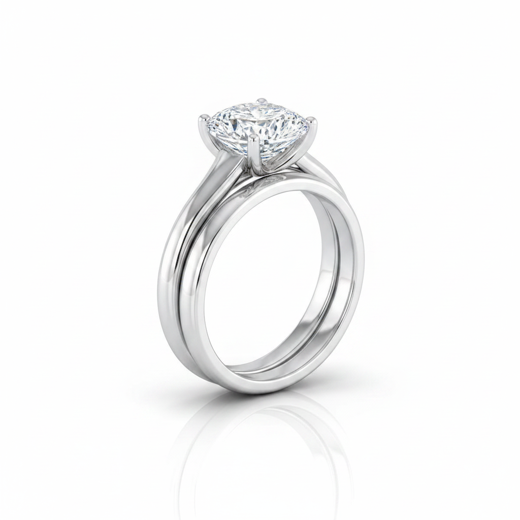 The Quinn Matching Wedding Band, Cushion in 18K White Gold
