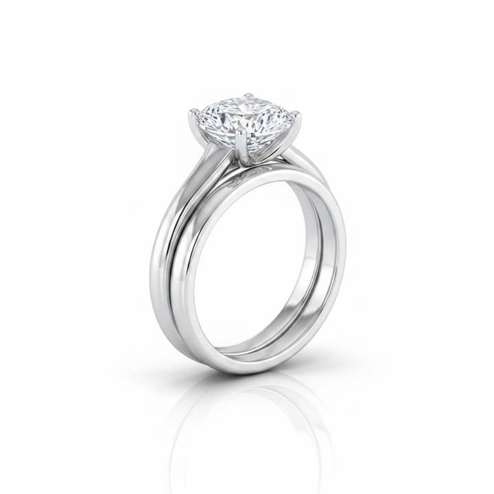 The Quinn Matching Wedding Band, Cushion in 18K White Gold | RockHer