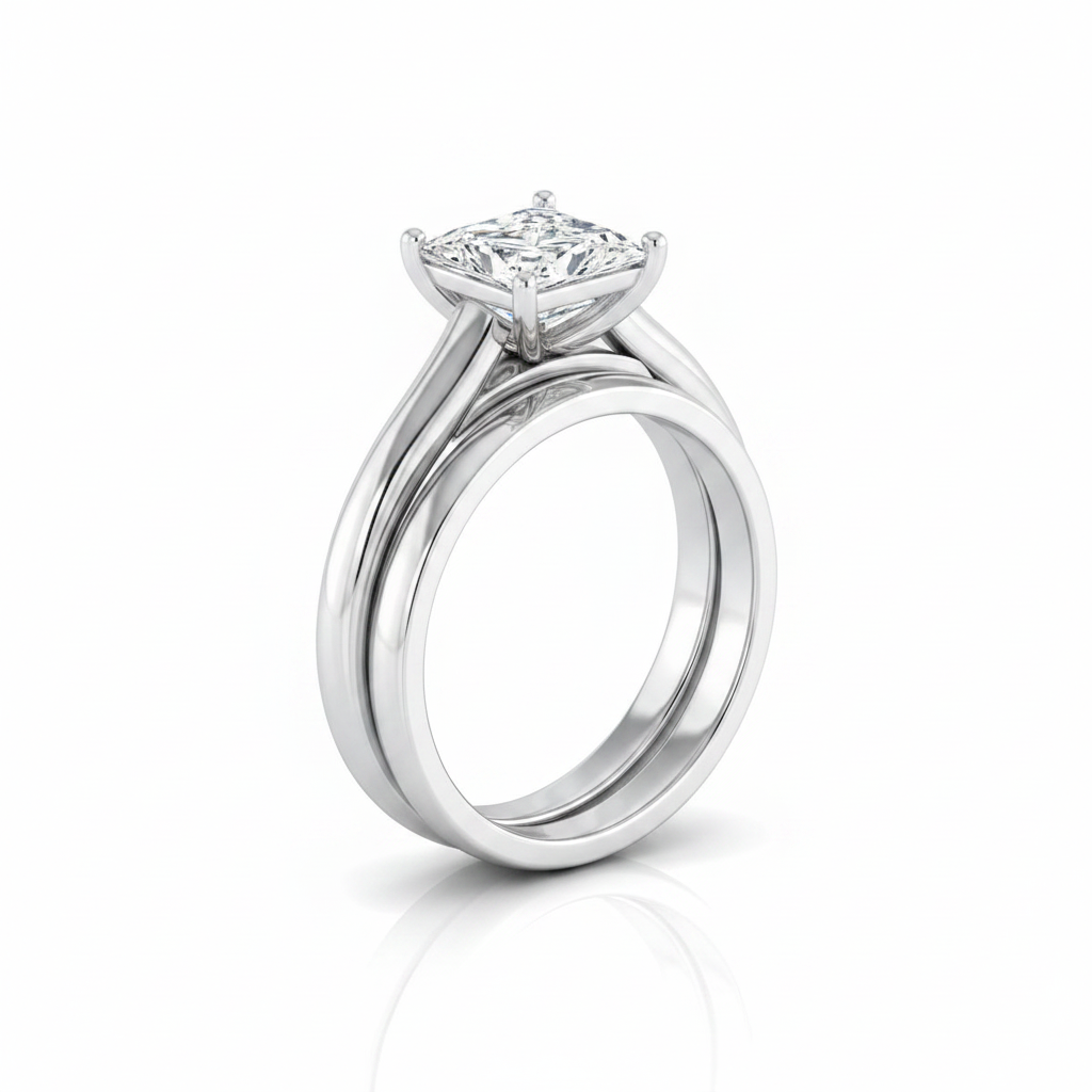 The Quinn Matching Wedding Band, Princess in 18K White Gold
