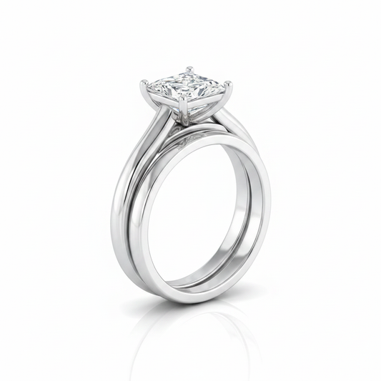 The Quinn Matching Wedding Band, Princess in 18K White Gold