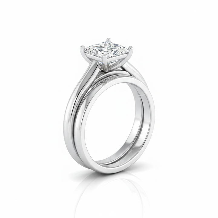The Quinn Matching Wedding Band, Princess in 18K White Gold | RockHer