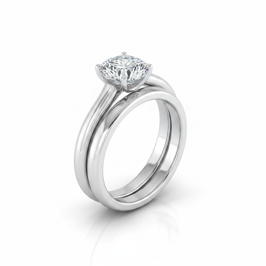 The Quinn Matching Wedding Band, Round in 18K White Gold