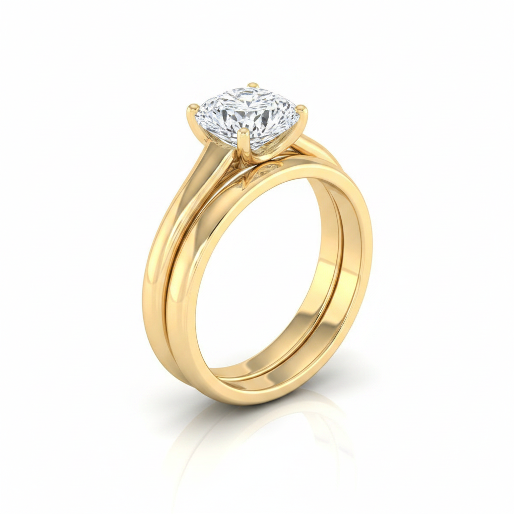 The Quinn Matching Wedding Band, Cushion in 18K Yellow Gold
