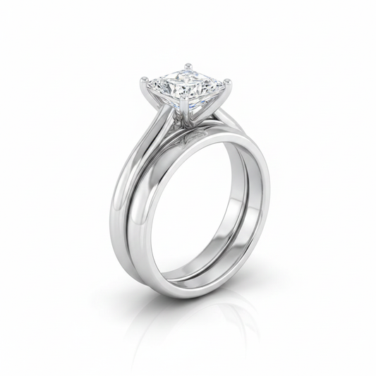 The Quinn Matching Wedding Band, Princess in Platinum