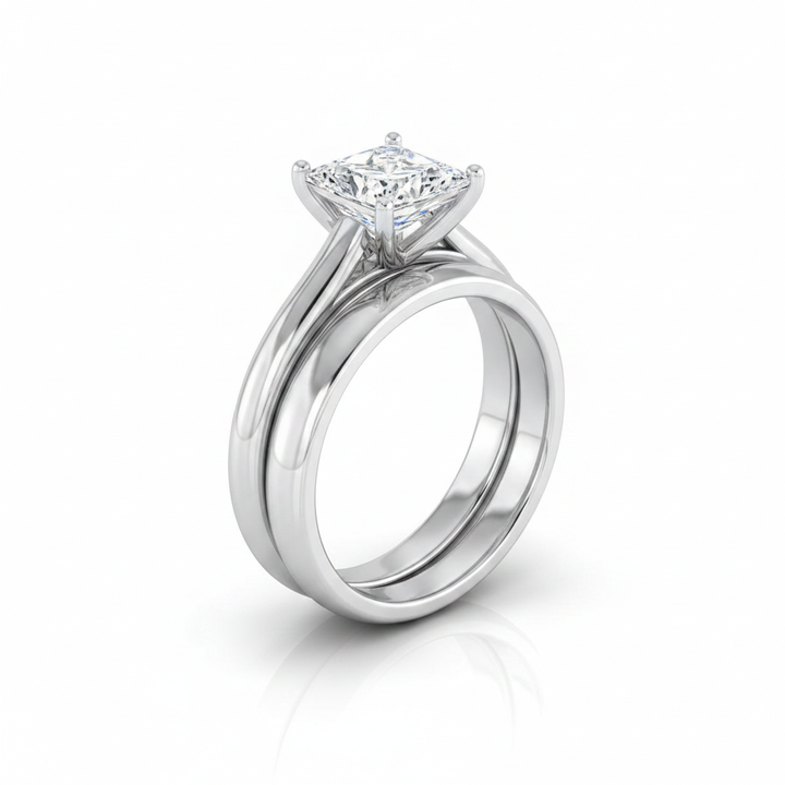The Quinn Matching Wedding Band, Princess in Platinum | RockHer