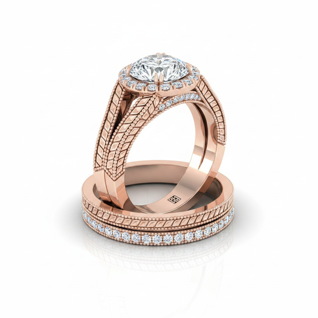 The Ramona Matching Wedding Band, Round in 14K Rose Gold