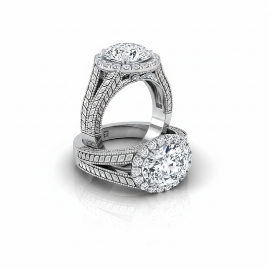 The Ramona Matching Wedding Band, Oval in 18K White Gold