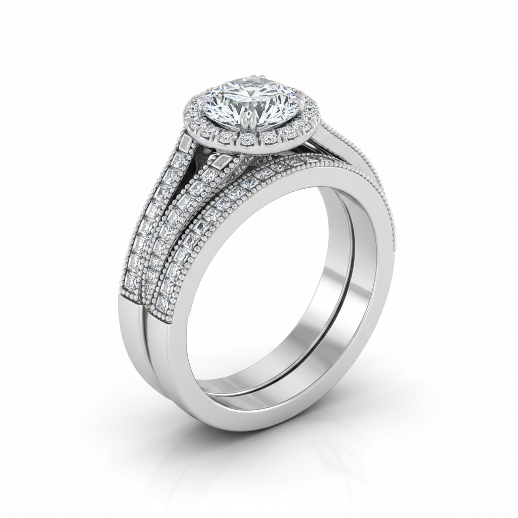 The Ramona Matching Wedding Band, Round in 18K White Gold