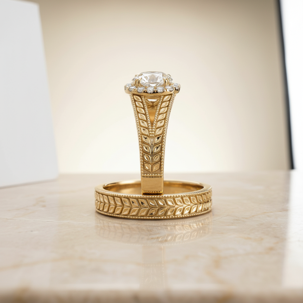 The Ramona Matching Wedding Band, Round in 18K Yellow Gold