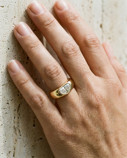 The Remi — Bezel-Set Cigar Band Half Cut in 18K Yellow Gold
