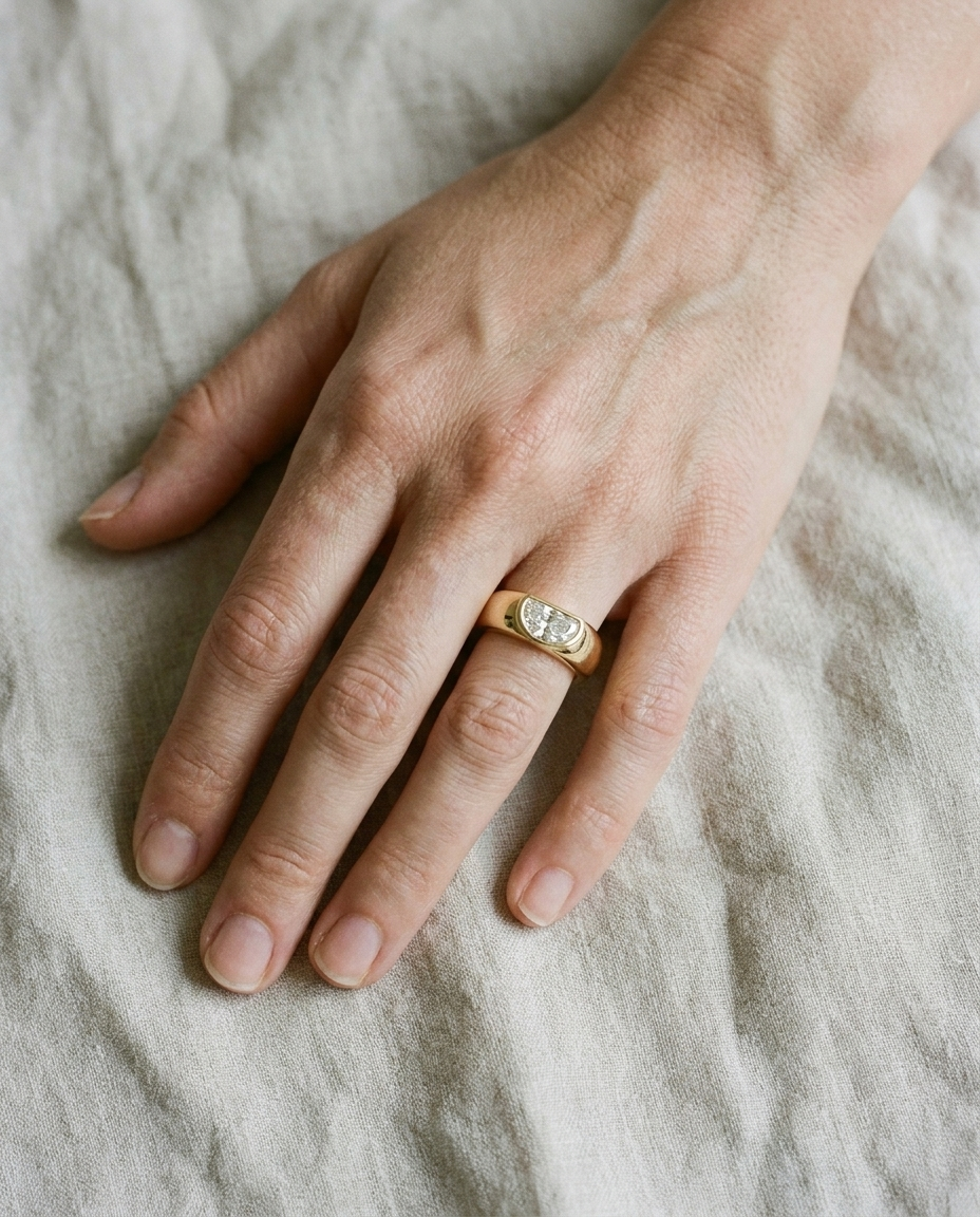 18K Yellow Gold band of The Remi diamond engagement ring setting | RockHer