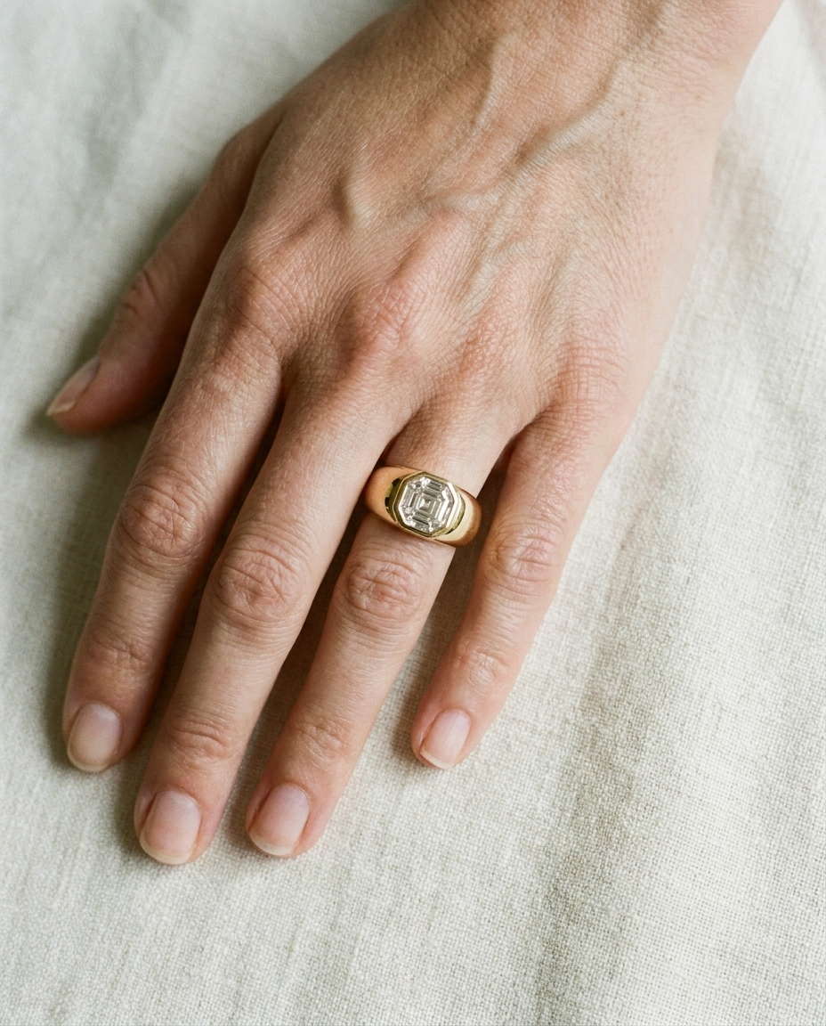18K Yellow Gold band of The Remi diamond engagement ring setting | RockHer