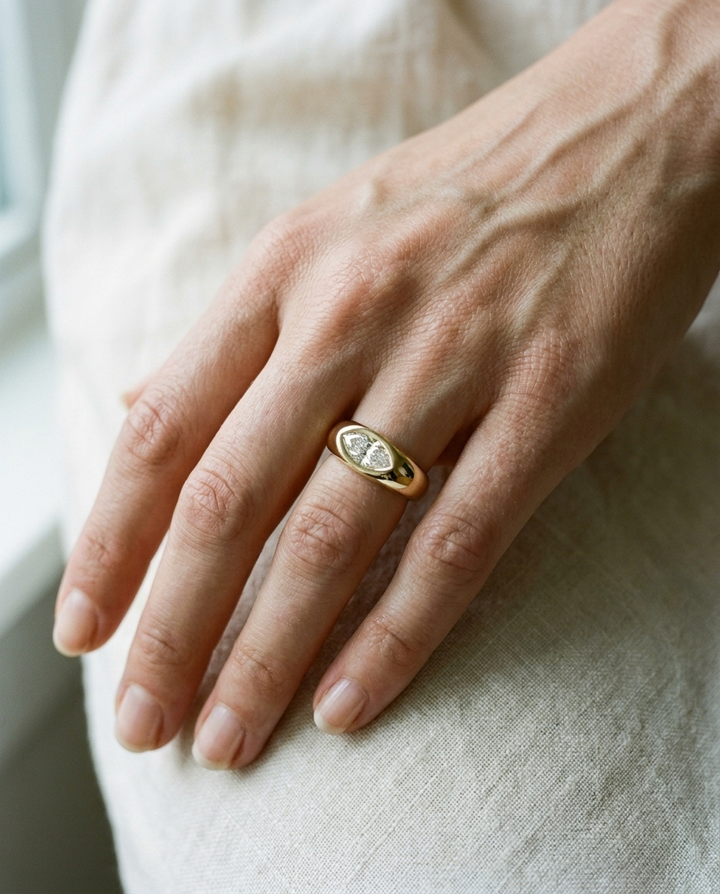 The Remi — Bezel-Set Cigar Band Marquise in 18K Yellow Gold