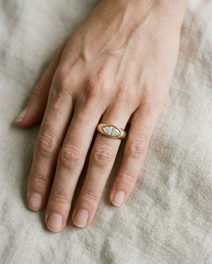 The Remi — Bezel-Set Cigar Band Marquise in 18K Yellow Gold