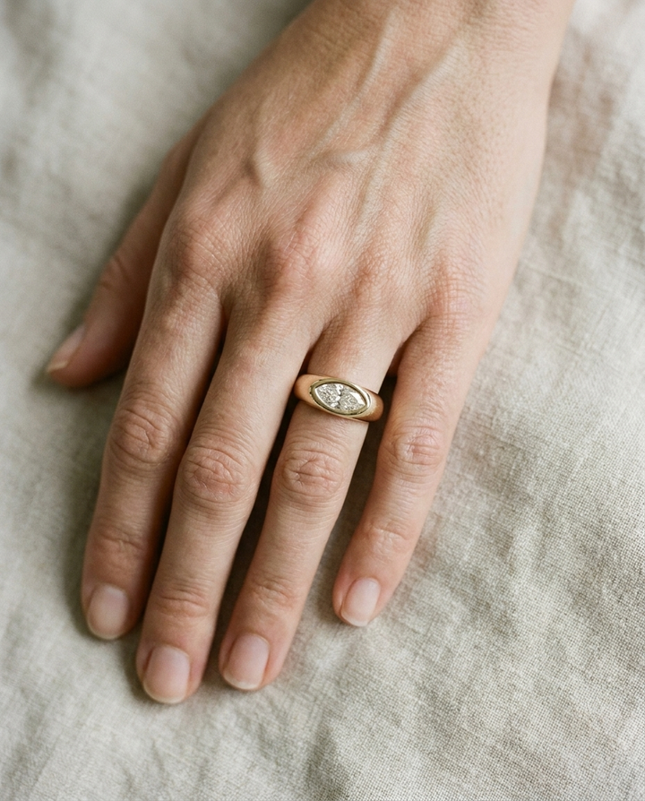 The Remi — Bezel-Set Cigar Band Marquise in 18K Yellow Gold
