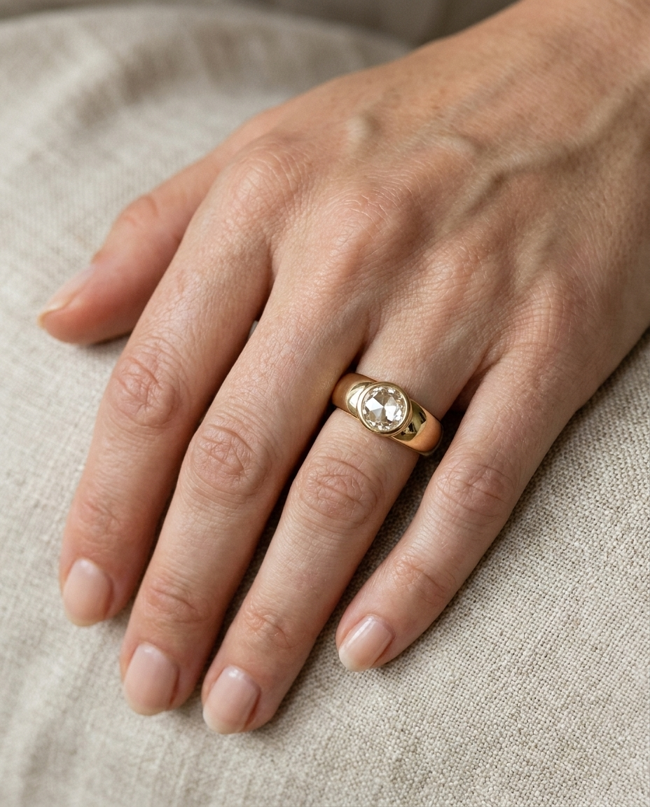 The Remi setting for diamond diamonds, made to order in 18K Yellow Gold | RockHer