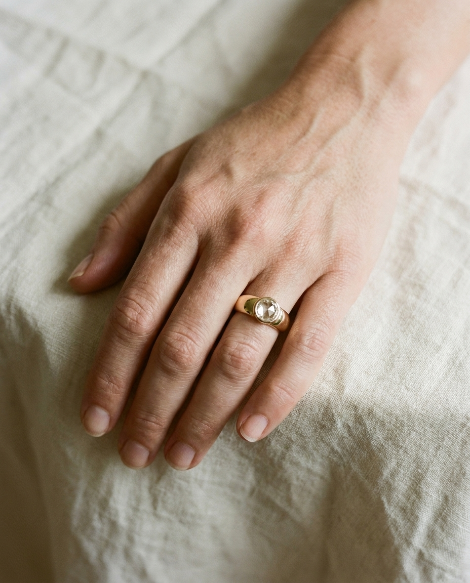 18K Yellow Gold band of The Remi diamond engagement ring setting | RockHer