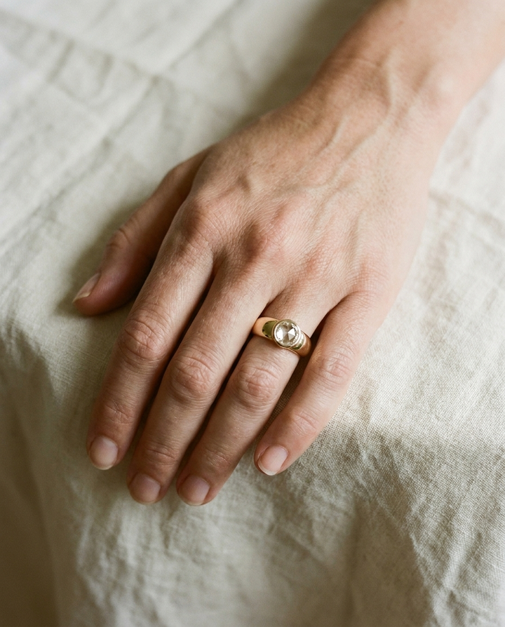 The Remi — Bezel-Set Cigar Band Rose Cut in 18K Yellow Gold