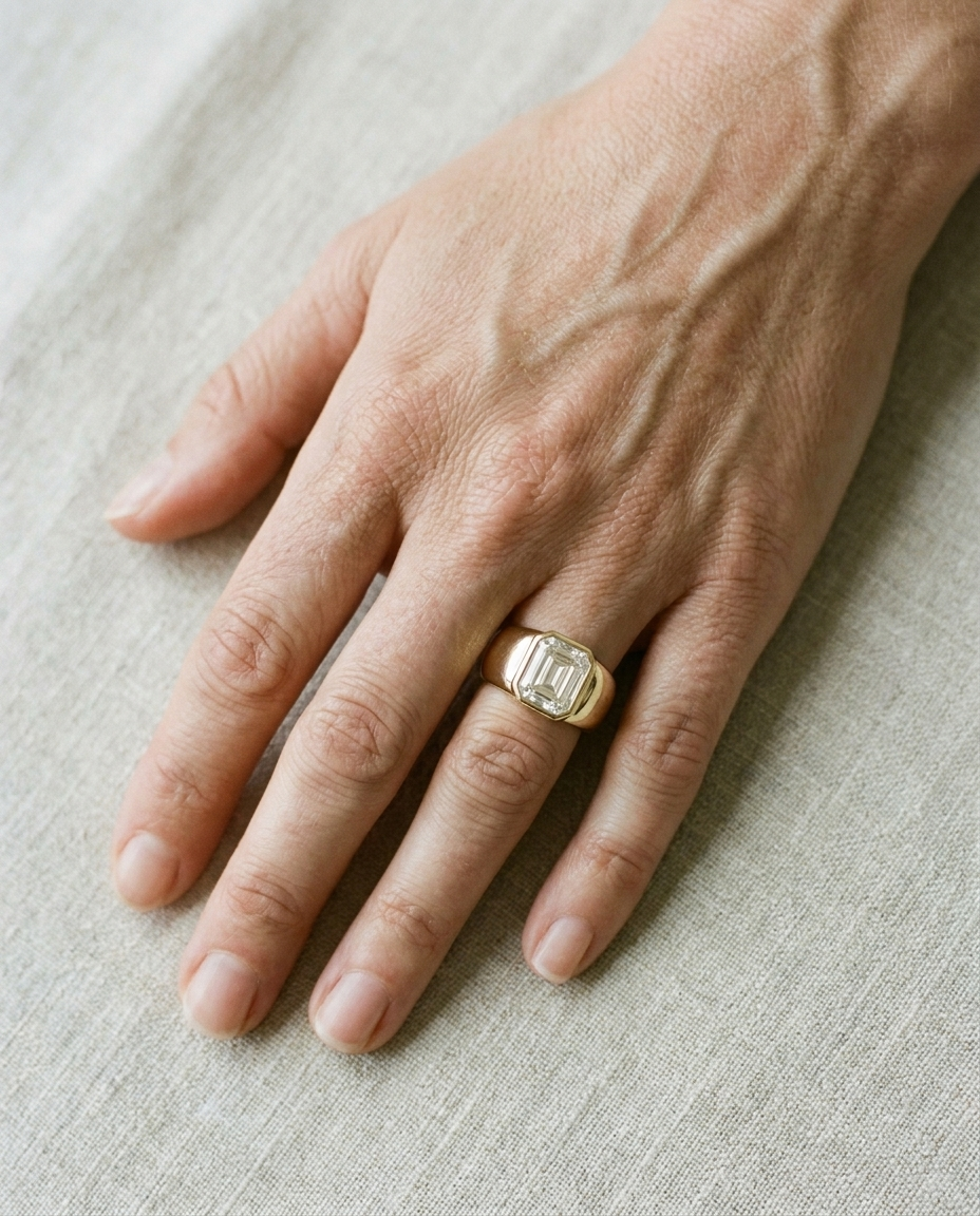 18K Yellow Gold band of The Remi diamond engagement ring setting | RockHer