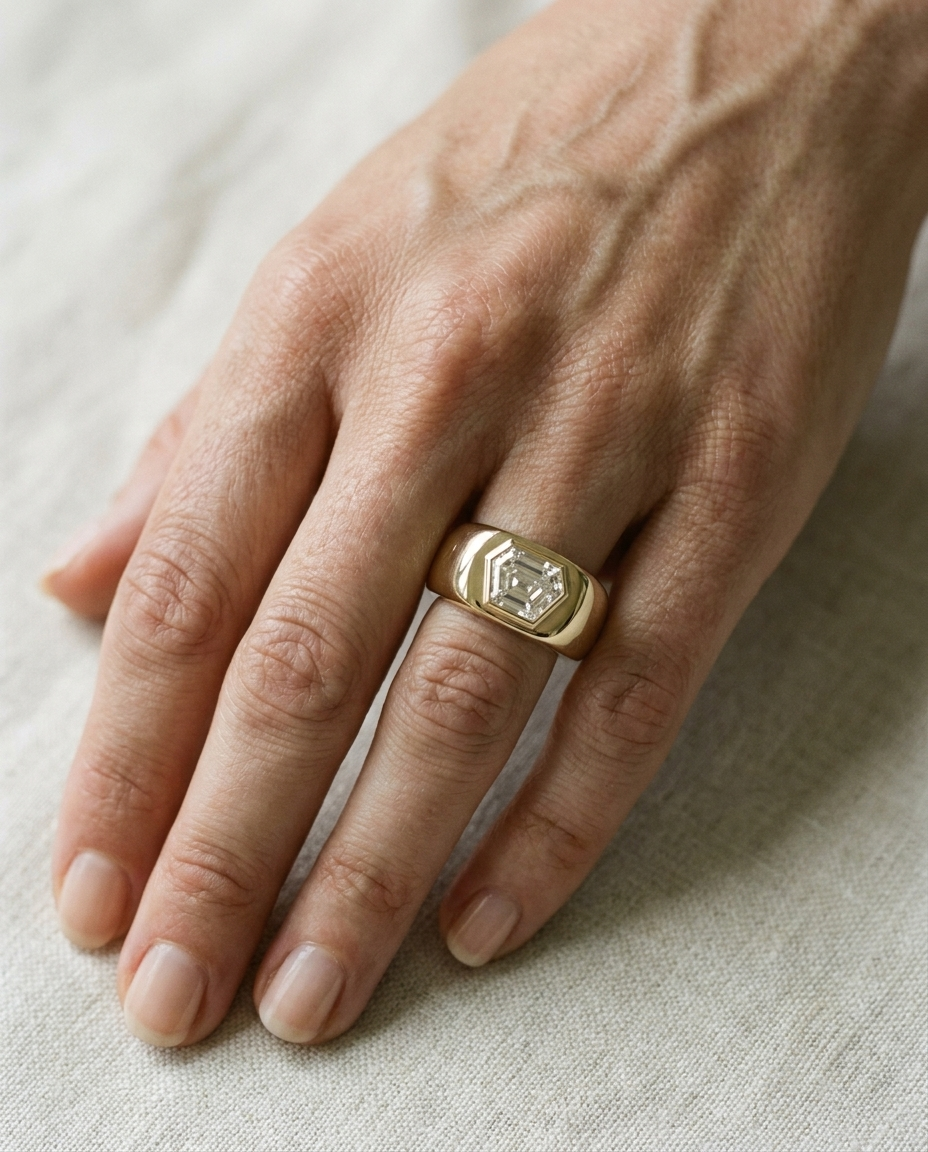 18K Yellow Gold band of The Remi diamond engagement ring setting | RockHer