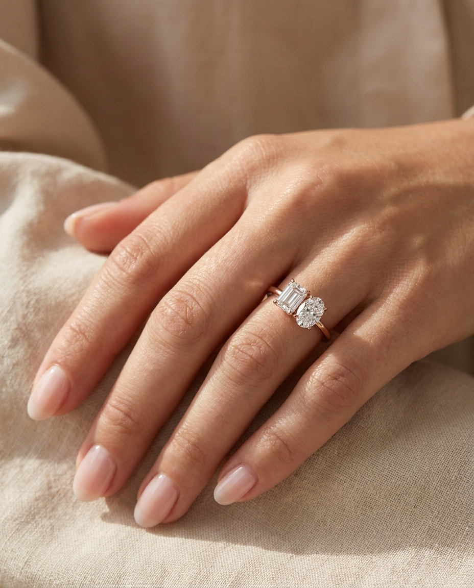14K Rose Gold band of The Rihanna emerald engagement ring setting | RockHer