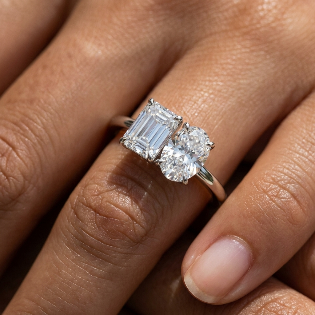The Rihanna setting for emerald diamonds, made to order in 18K White Gold | RockHer