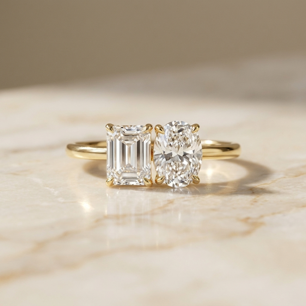 The Rihanna emerald engagement ring setting in 14K Rose Gold | RockHer
