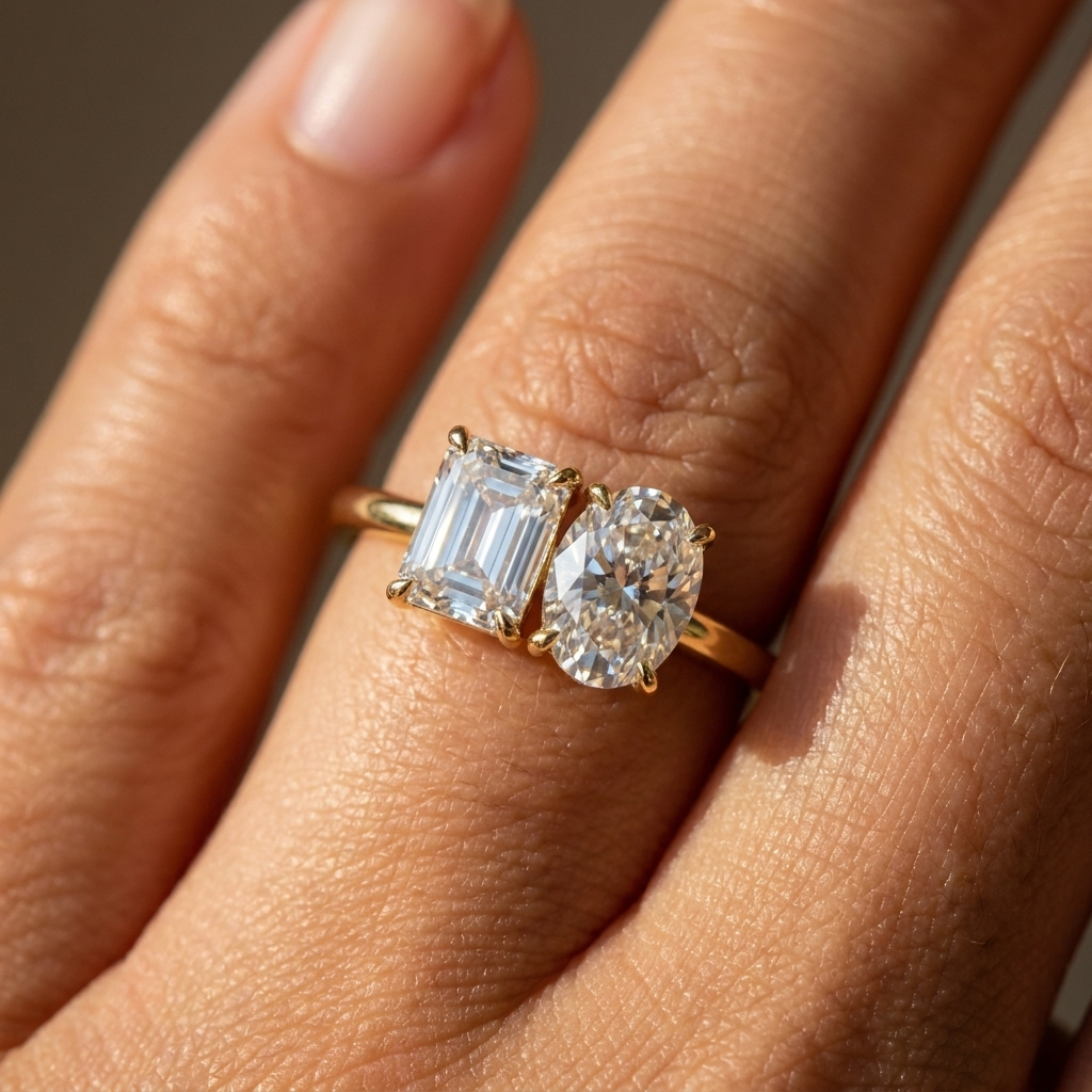 The Rihanna setting for emerald diamonds, made to order in 18K Yellow Gold | RockHer
