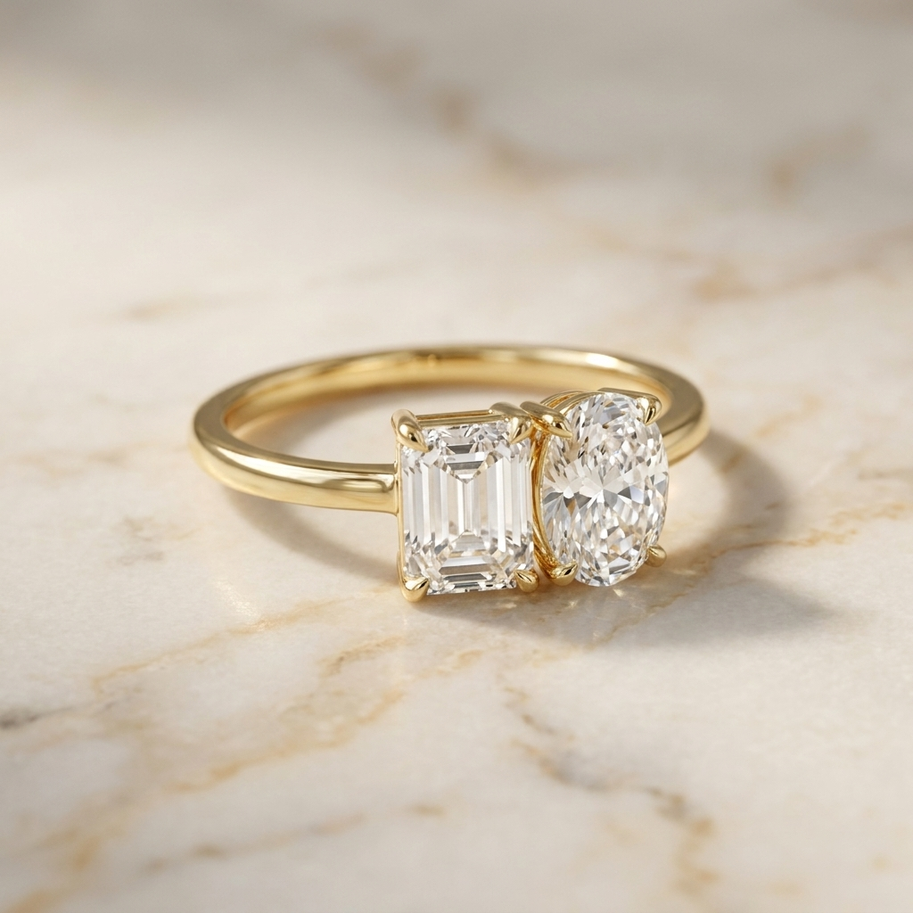 The Rihanna emerald engagement ring setting in Platinum | RockHer