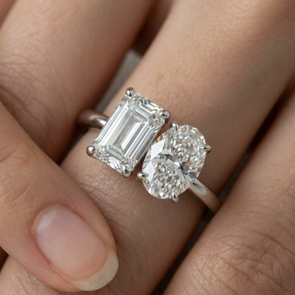 The Rihanna setting for emerald diamonds, made to order in Platinum | RockHer