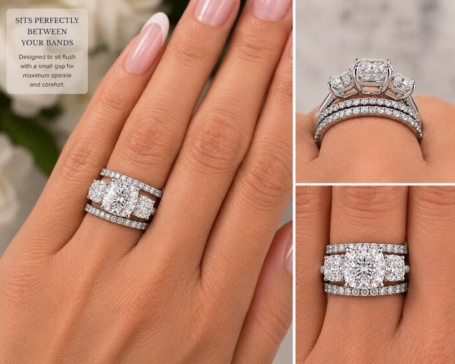 The Jennifer, Bespoke Platinum Cushion Trilogy Ring