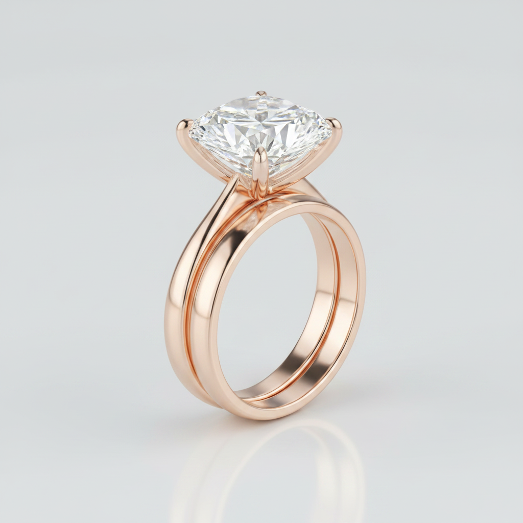 The Rio Matching Wedding Band, Cushion in 14K Rose Gold