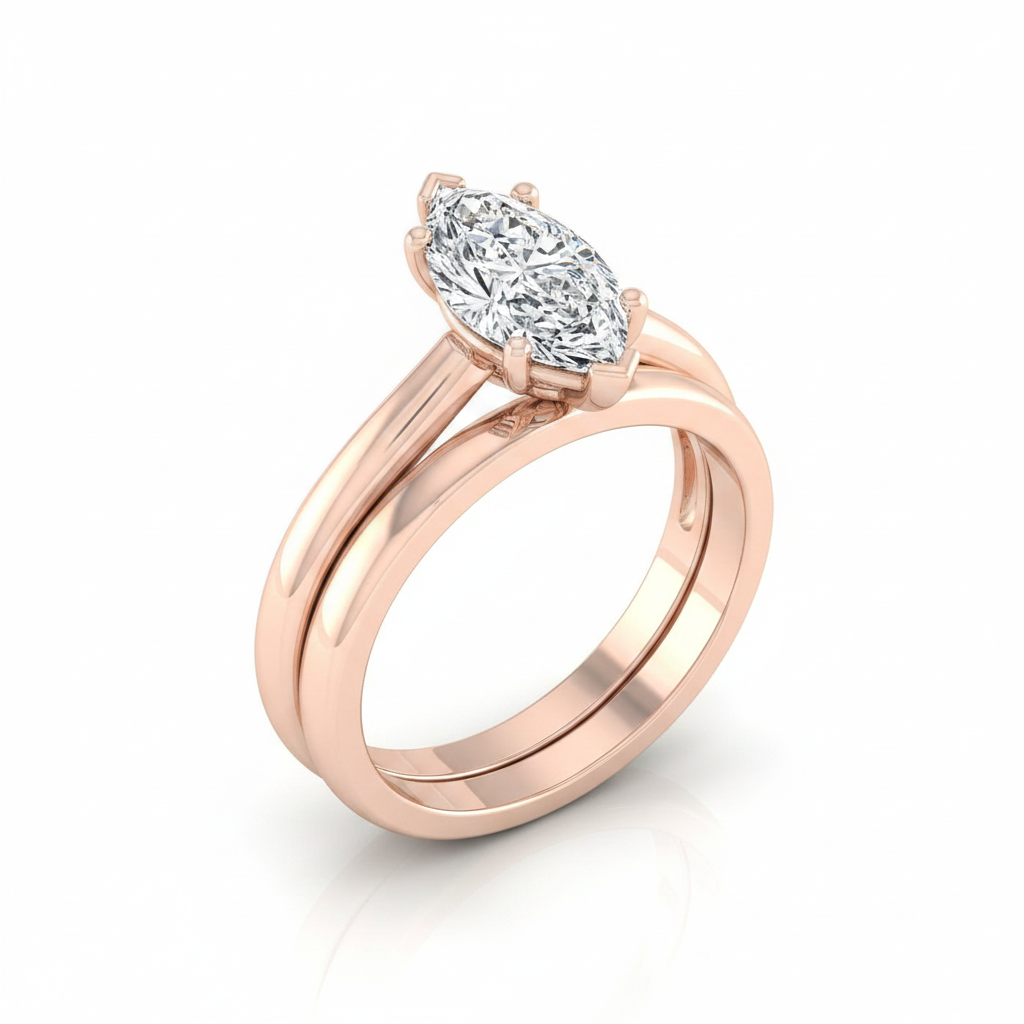 The Rio Matching Wedding Band, Marquise in 14K Rose Gold