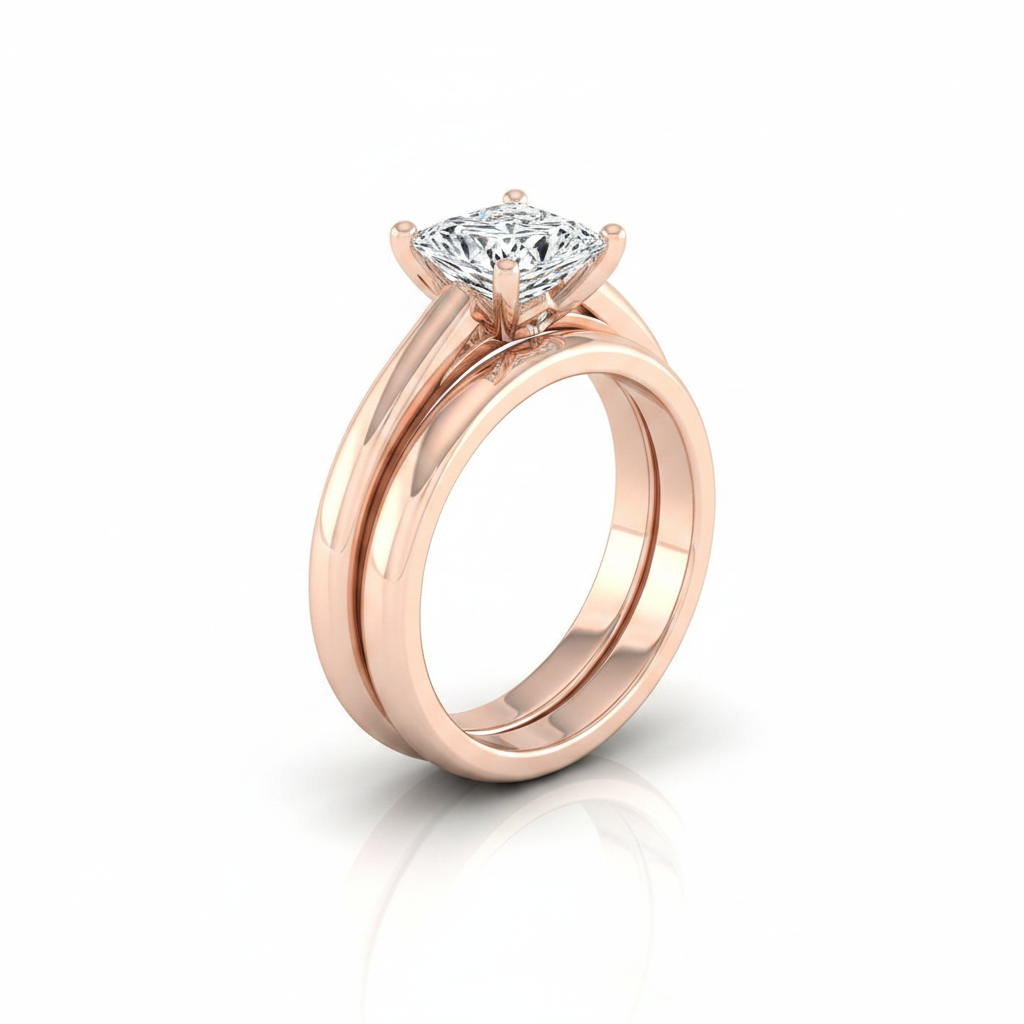 The Rio Matching Wedding Band, Princess in 14K Rose Gold