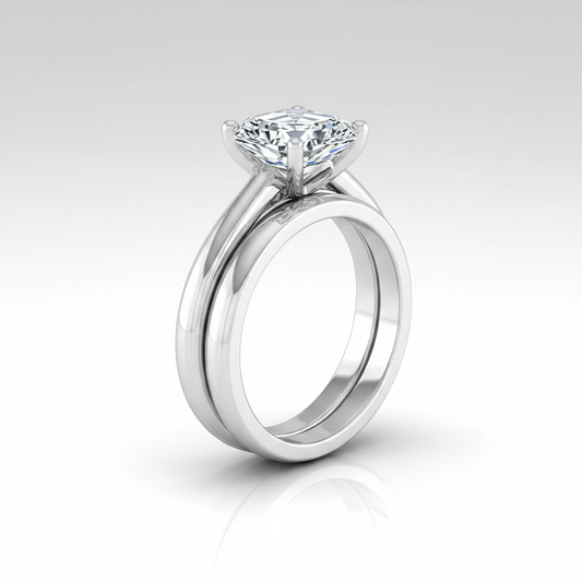 The Rio Matching Wedding Band, Asscher in 18K White Gold
