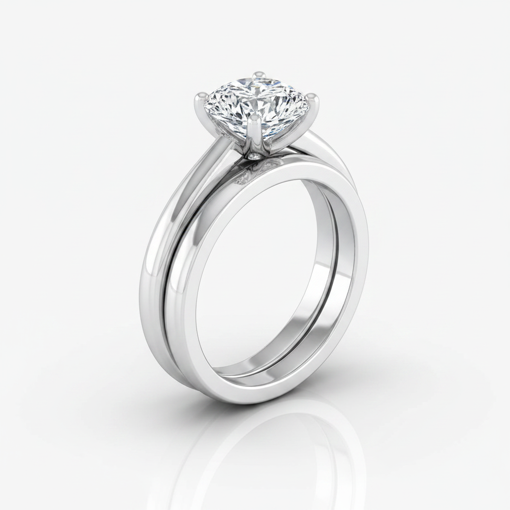 The Rio Matching Wedding Band, Cushion in 18K White Gold
