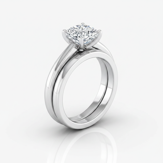 The Rio Matching Wedding Band, Cushion in 18K White Gold
