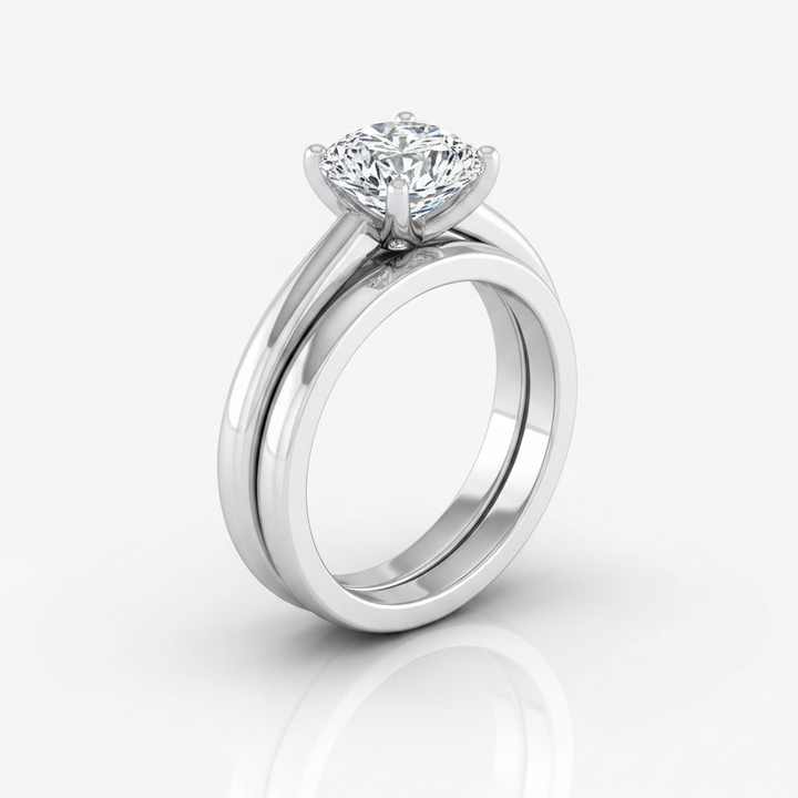 The Rio Matching Wedding Band, Cushion in 18K White Gold | RockHer