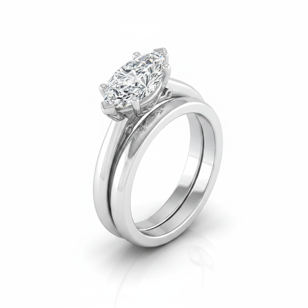 The Rio Matching Wedding Band, Marquise in 18K White Gold