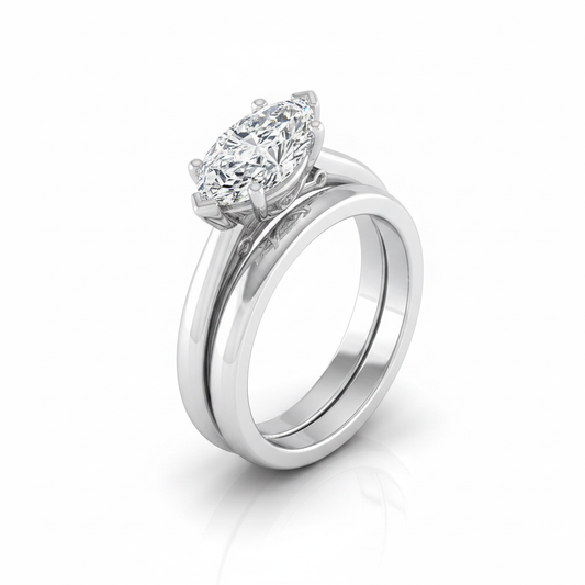 The Rio Matching Wedding Band, Marquise in 18K White Gold
