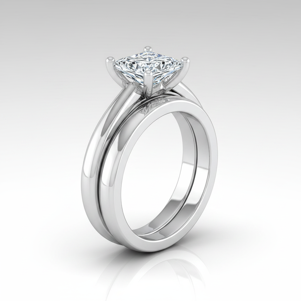 The Rio Matching Wedding Band, Princess in 18K White Gold