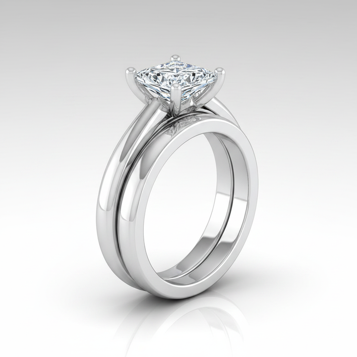 The Rio Matching Wedding Band, Princess in 18K White Gold | RockHer