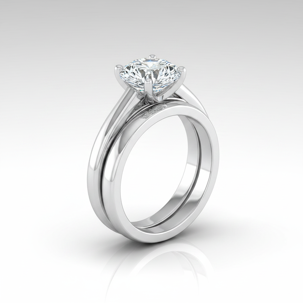 The Rio Matching Wedding Band, Round in 18K White Gold