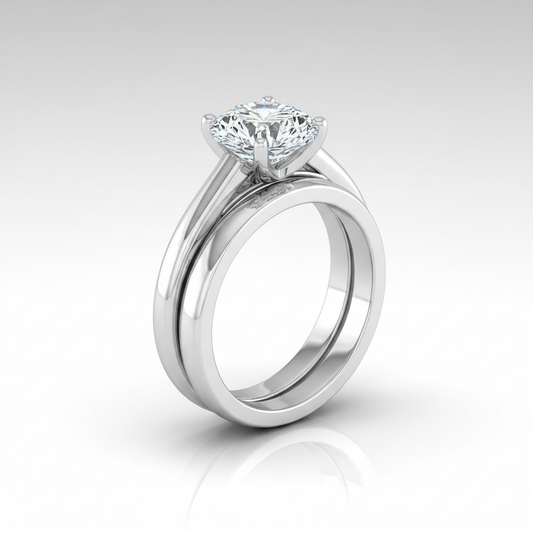 The Rio Matching Wedding Band, Round in 18K White Gold