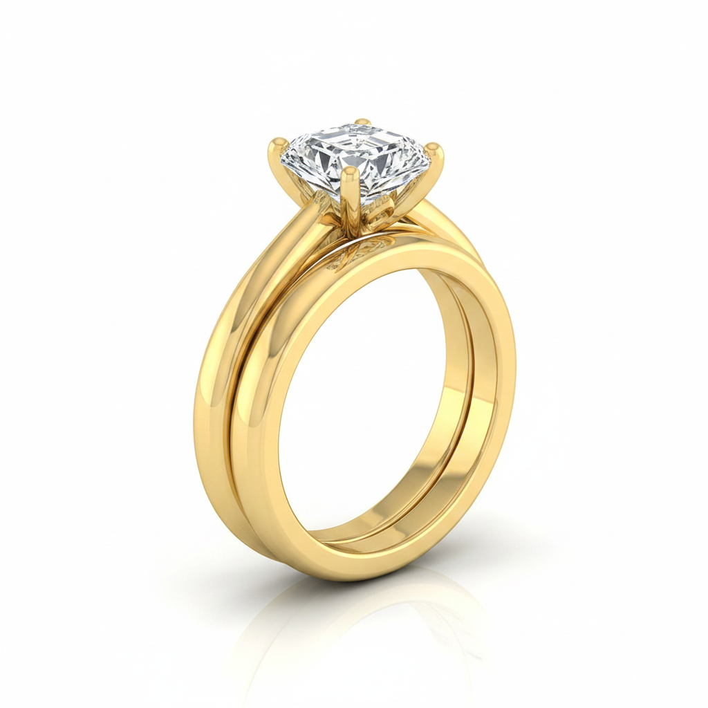 The Rio Matching Wedding Band, Asscher in 18K Yellow Gold