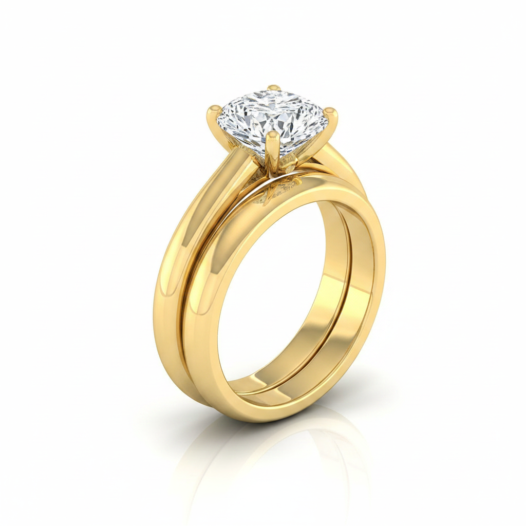 The Rio Matching Wedding Band, Cushion in 18K Yellow Gold